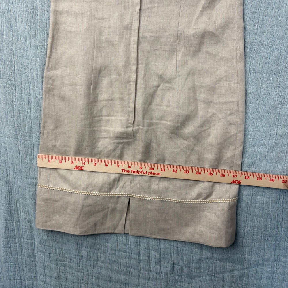 Elegant Linen‎ Blend Sleeveless Sheath Dress Pearl Trim Office Career - Picture 10 of 12